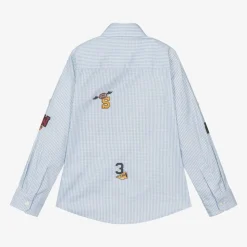 Boys Blue Checked Cotton Shirt