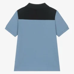 Boys Blue Colour Block Cotton Polo Shirt