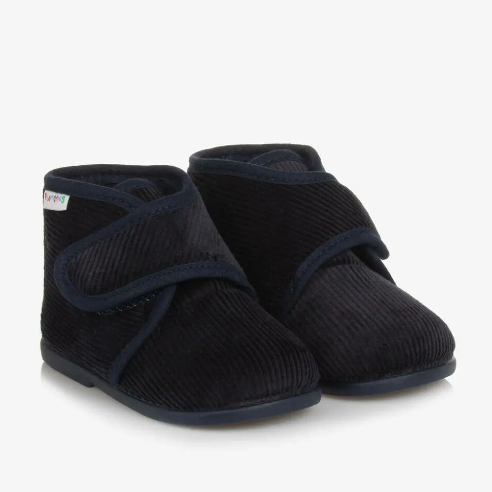 Boys Blue Corduroy Slippers