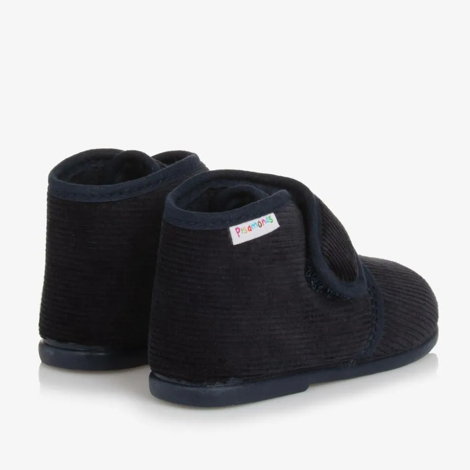 Boys Blue Corduroy Slippers