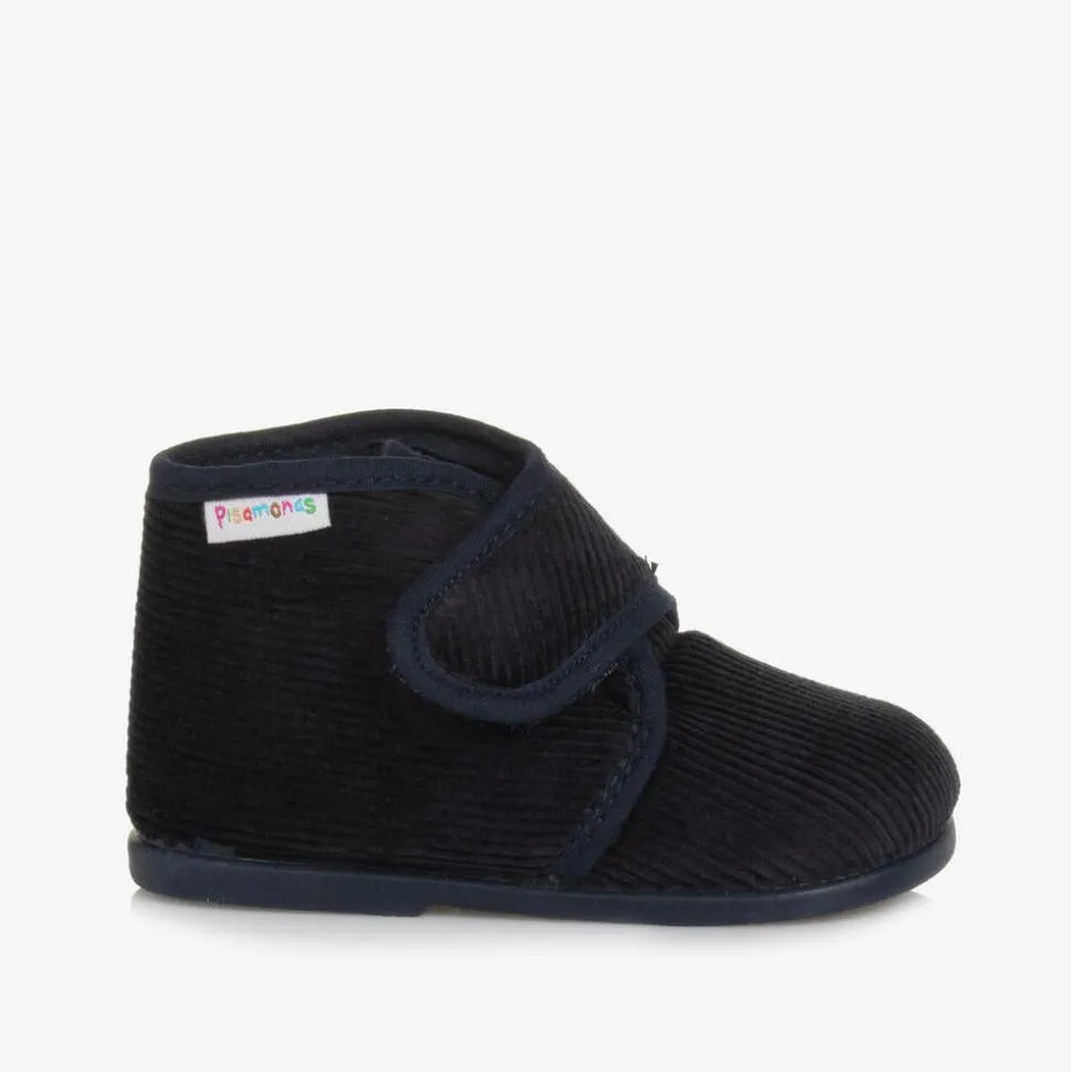 Boys Blue Corduroy Slippers