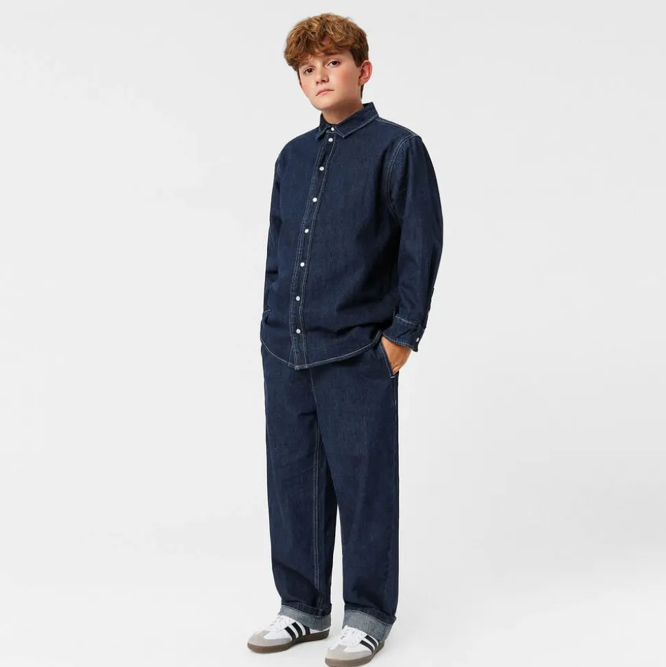 Boys Blue Cotton & Linen Denim Shirt