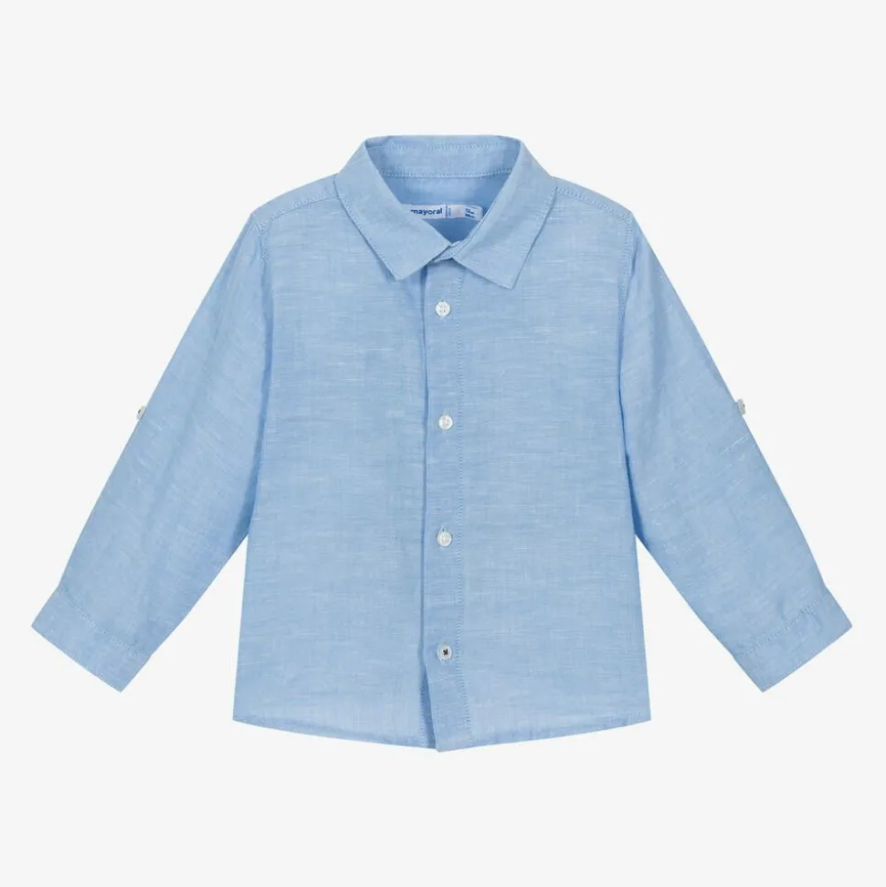 Boys Blue Cotton & Linen Shirt
