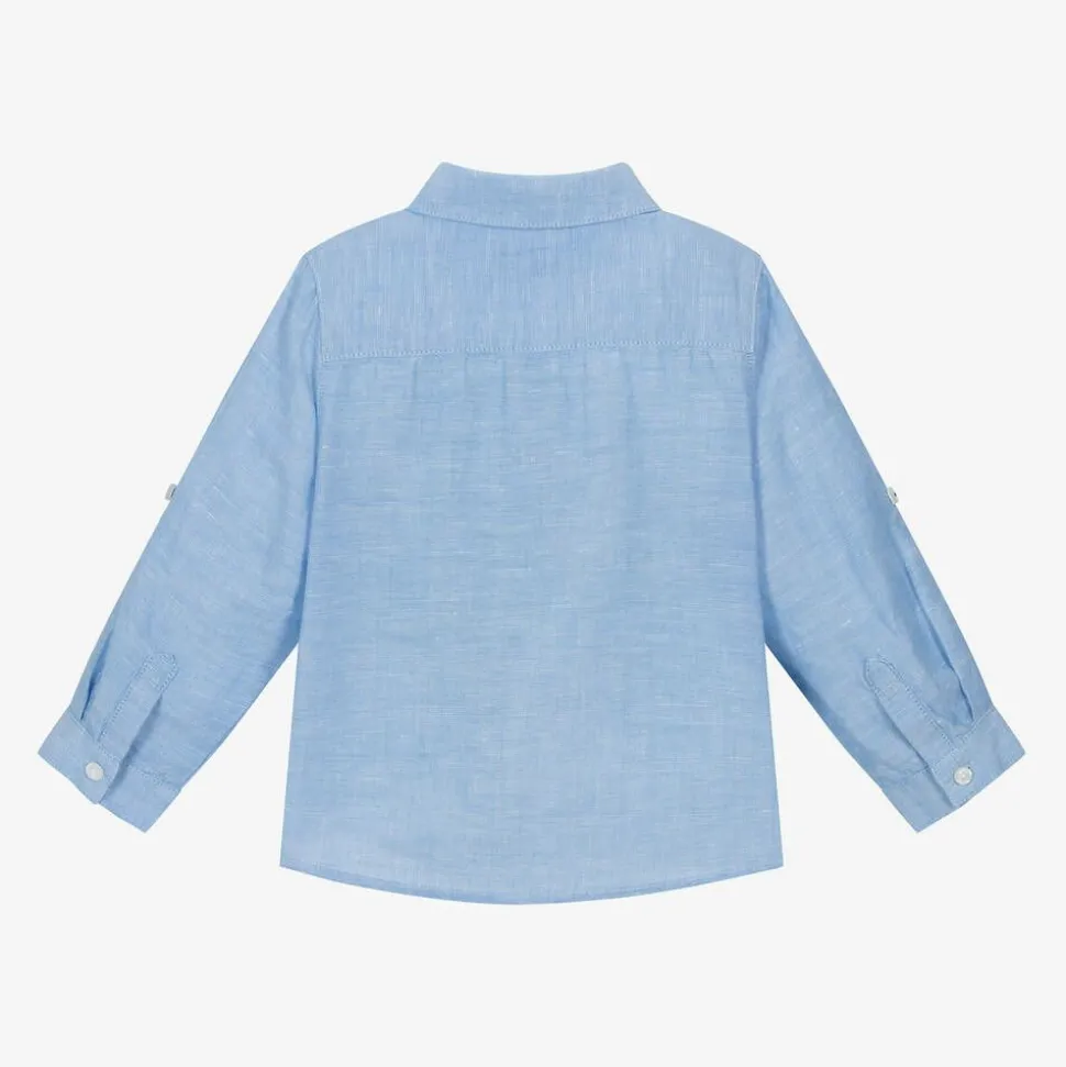 Boys Blue Cotton & Linen Shirt