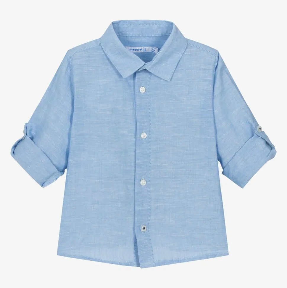 Boys Blue Cotton & Linen Shirt