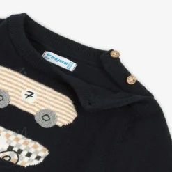 Boys Blue Cotton & Wool Knit Sweater