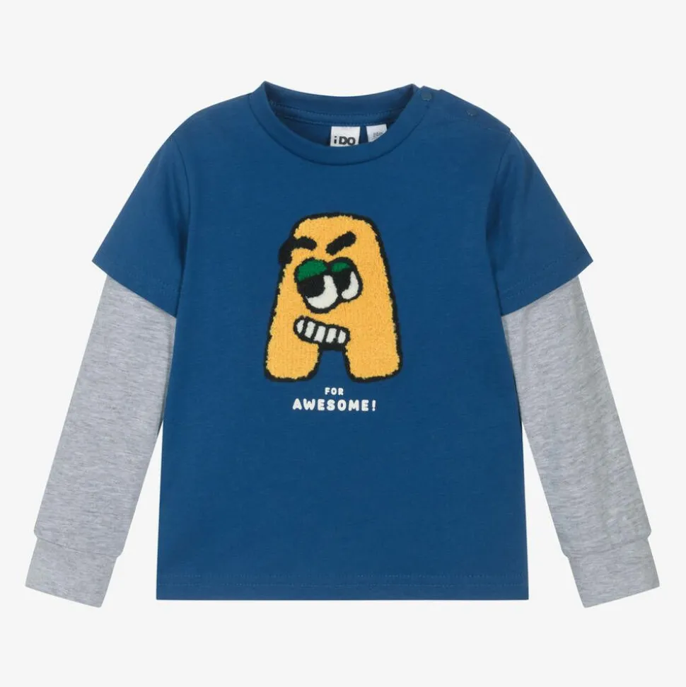 Boys Blue Cotton Awesome Top