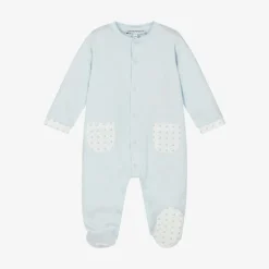 Boys Blue Cotton Babysuit Set