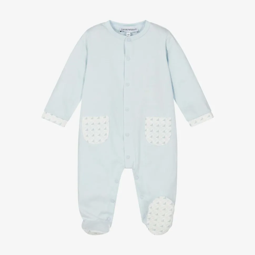 Boys Blue Cotton Babysuit Set