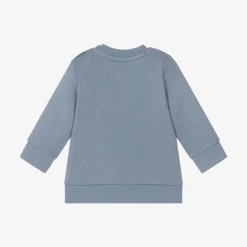 Boys Blue Cotton BOSS 1977 Logo Sweatshirt