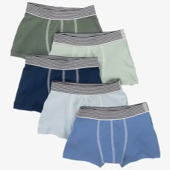 Boys Blue Cotton Boxer Shorts (5 Pack)