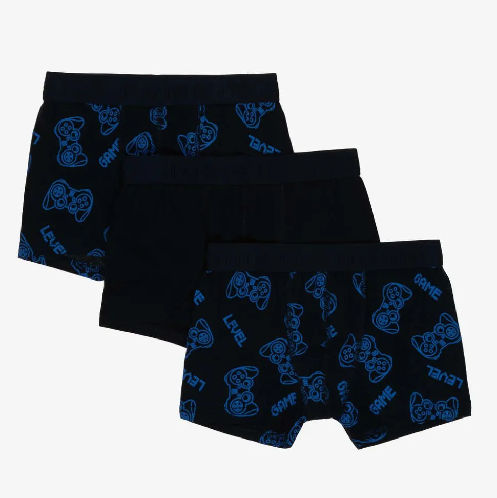 Boys Blue Cotton Boxers (3 Pack)