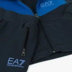 Boys Blue Cotton Colourblock Tracksuit