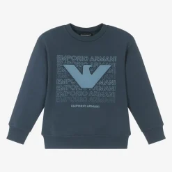 Boys Blue Cotton Eagle Logo Sweatshirt