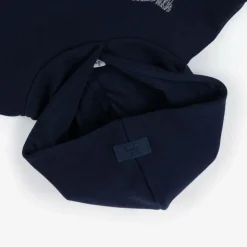 Boys Blue Cotton Embroidered Wolf Hoodie