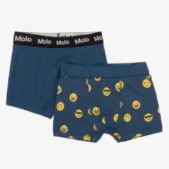 Boys Blue Cotton Emoji Boxers (2 Pack)