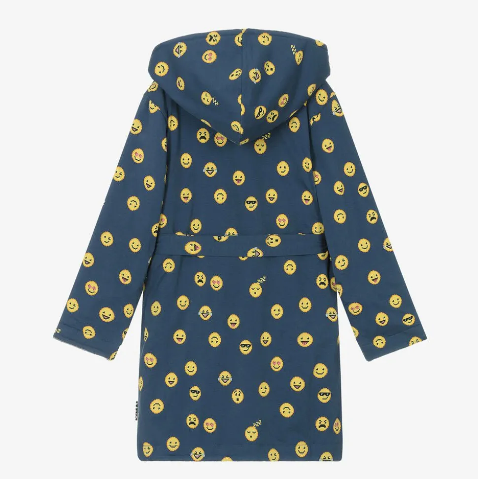 Boys Blue Cotton Emoji Dressing Gown
