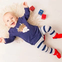Boys Blue Cotton Highland Cow Top