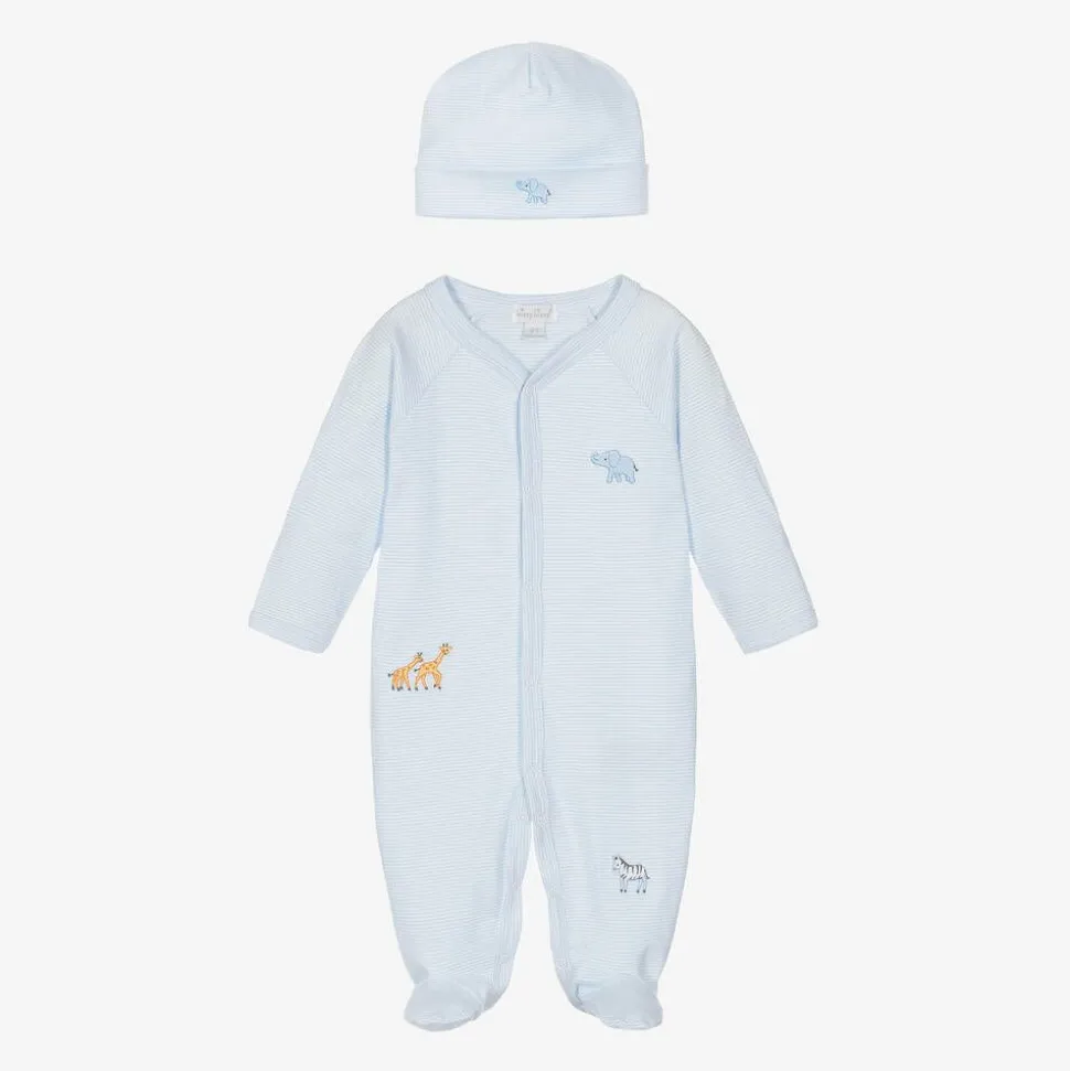 Boys Blue Cotton Jungle Oasis Babygrow Set