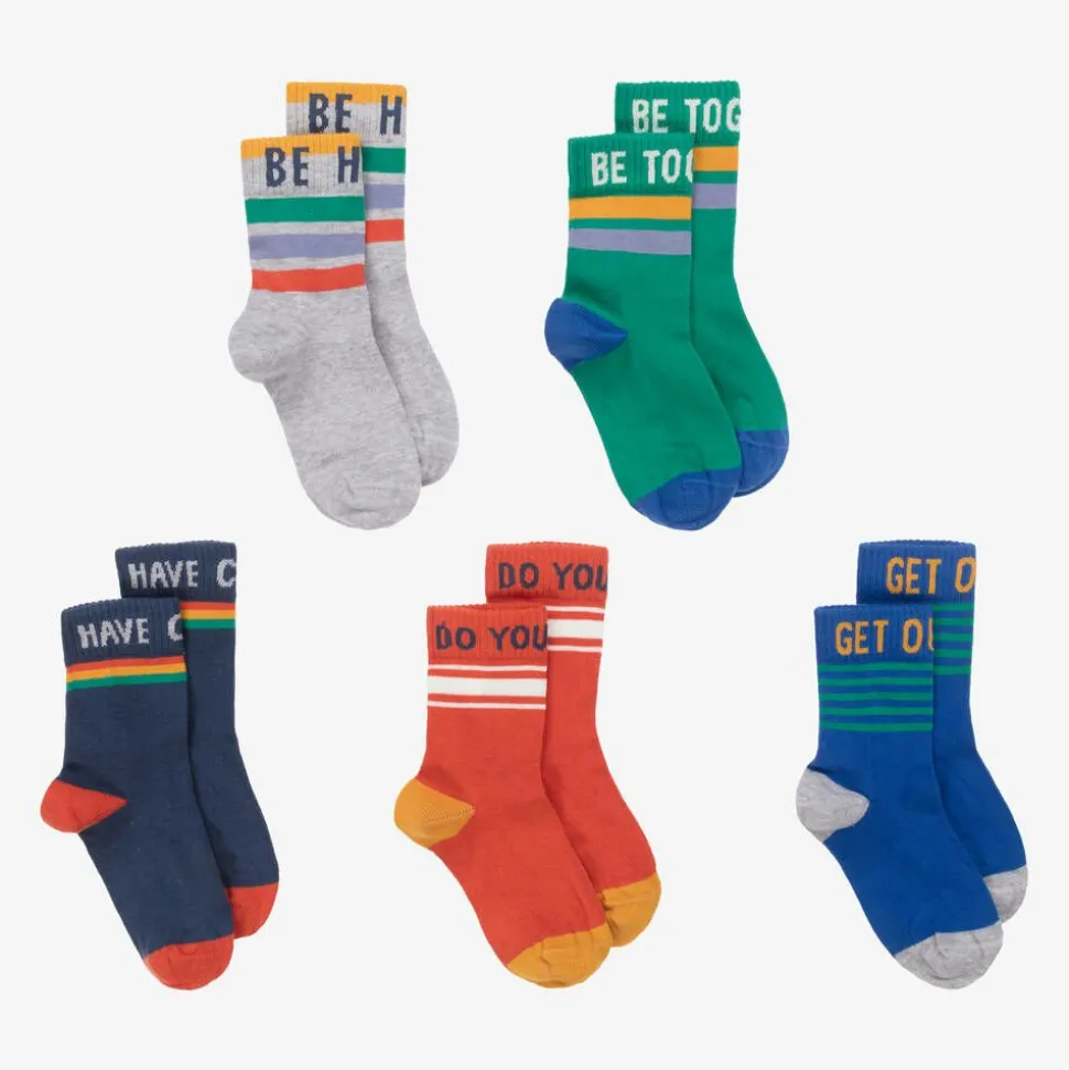Boys Blue Cotton Knit Socks (5 Pack)