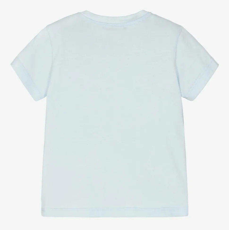 Boys Blue Cotton Leopard T-Shirt