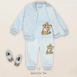 Boys Blue Cotton Leopard T-Shirt