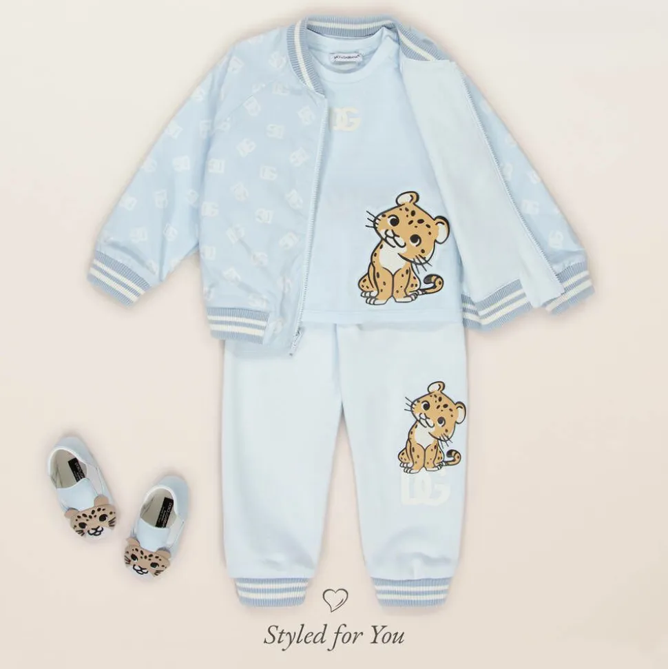 Boys Blue Cotton Leopard T-Shirt