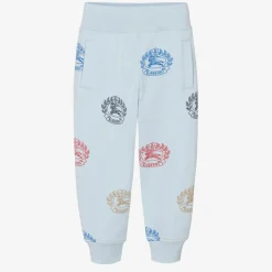 Boys Blue Cotton Logo Joggers