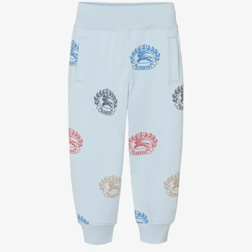 Boys Blue Cotton Logo Joggers