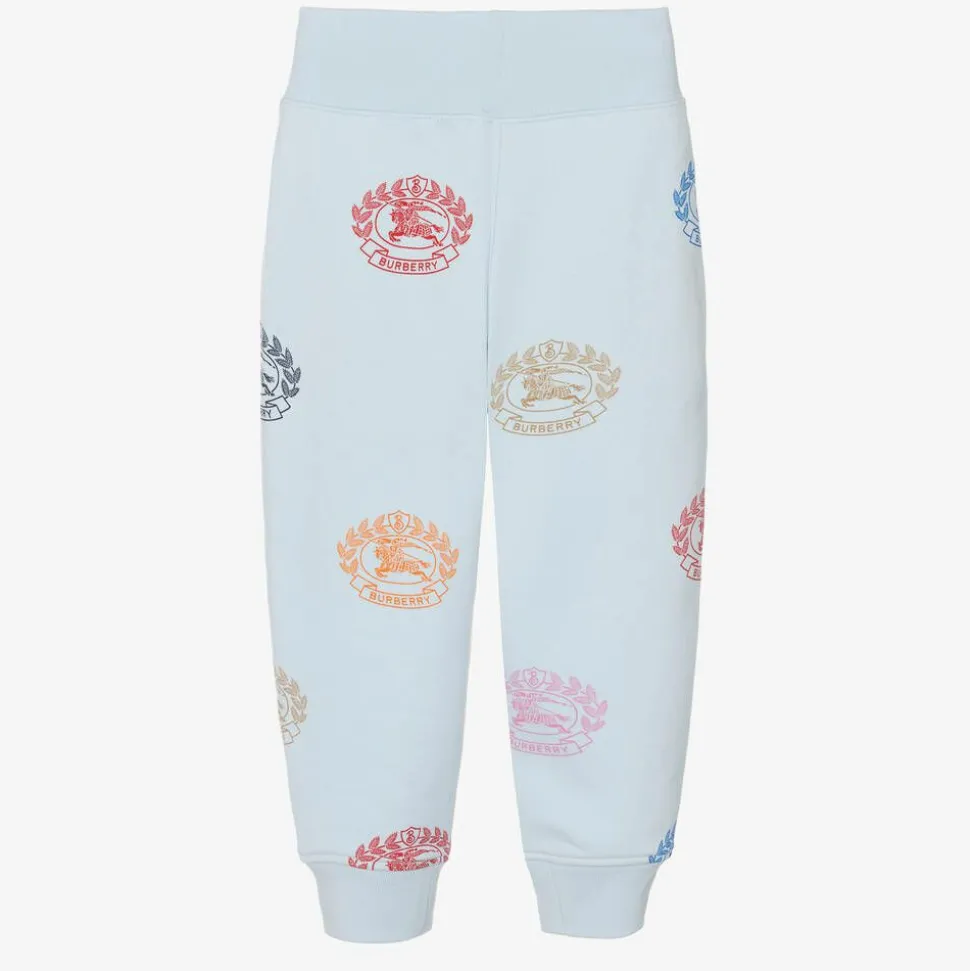 Boys Blue Cotton Logo Joggers