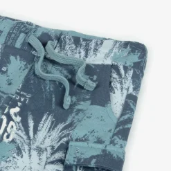 Boys Blue Cotton Palm Tree Cargo Shorts