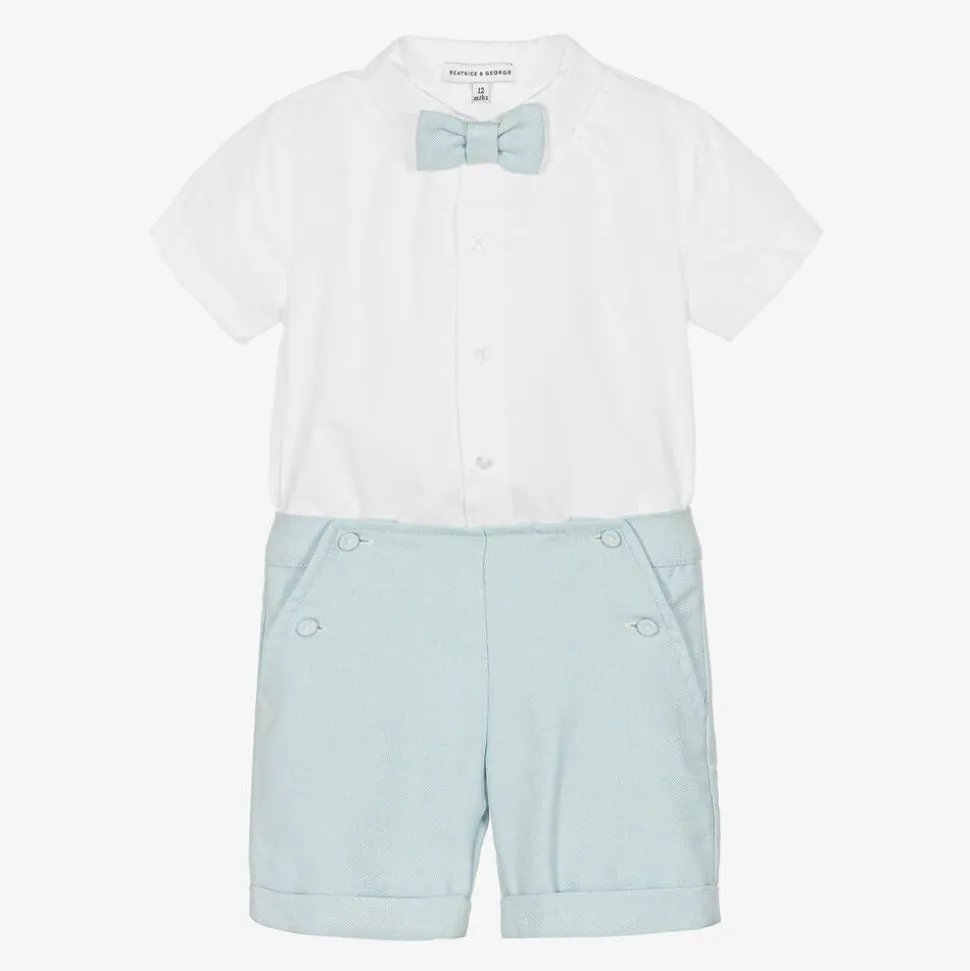 Boys Blue Cotton Shorts Set