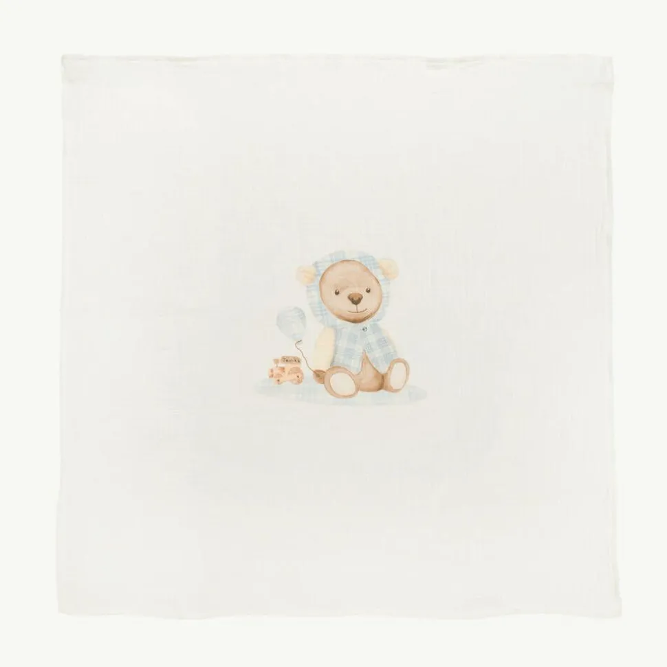 Boys Blue Cotton Teddy Muslins (2 Pack)