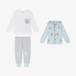 Boys Blue Cotton Teddy Tracksuit Set