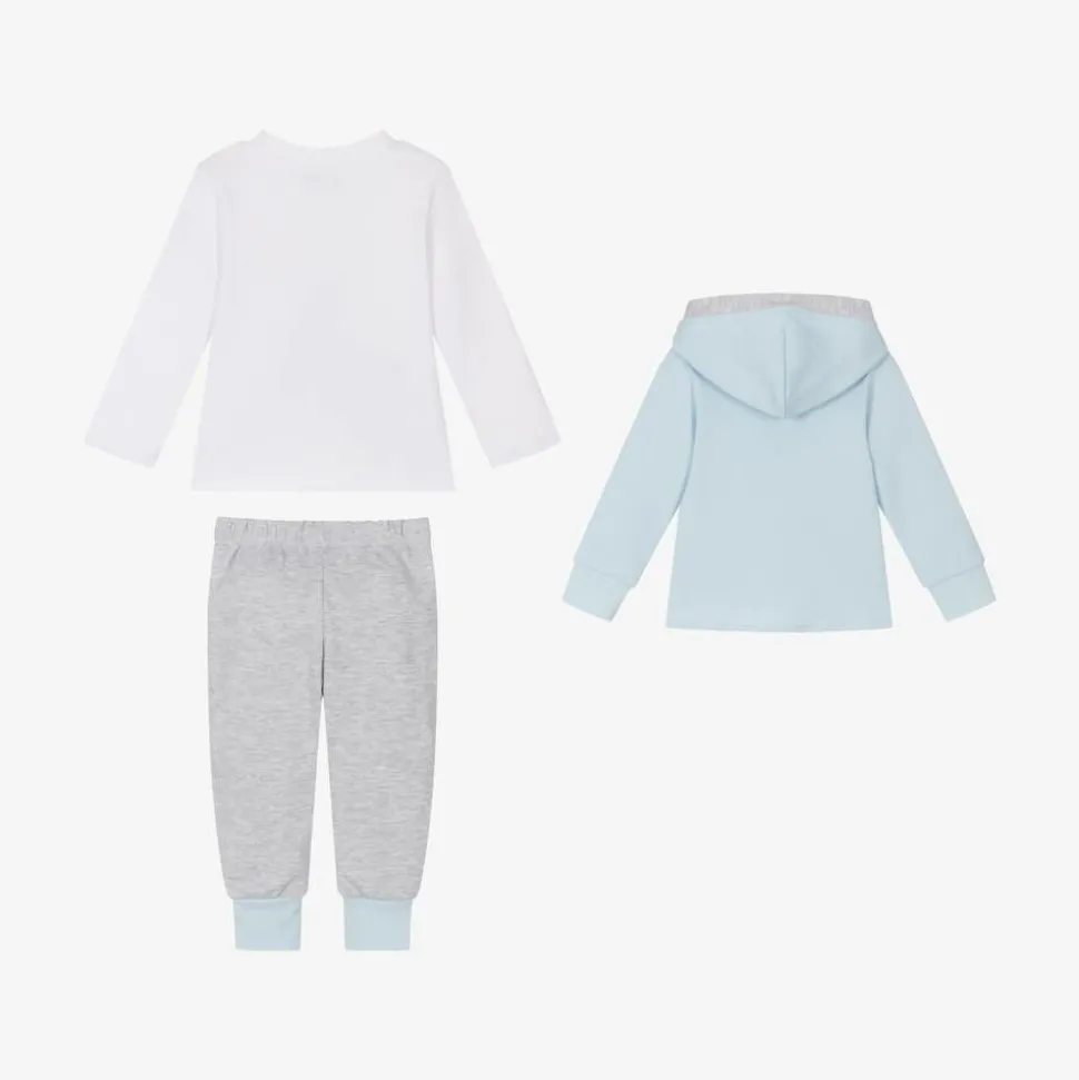 Boys Blue Cotton Teddy Tracksuit Set