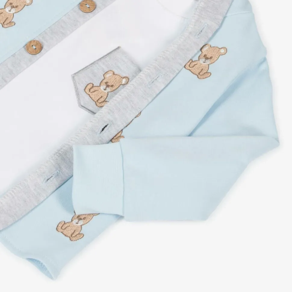 Boys Blue Cotton Teddy Tracksuit Set