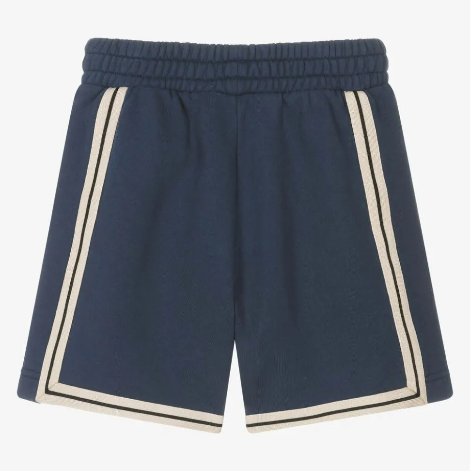 Boys Blue Cotton Track Sweat Shorts