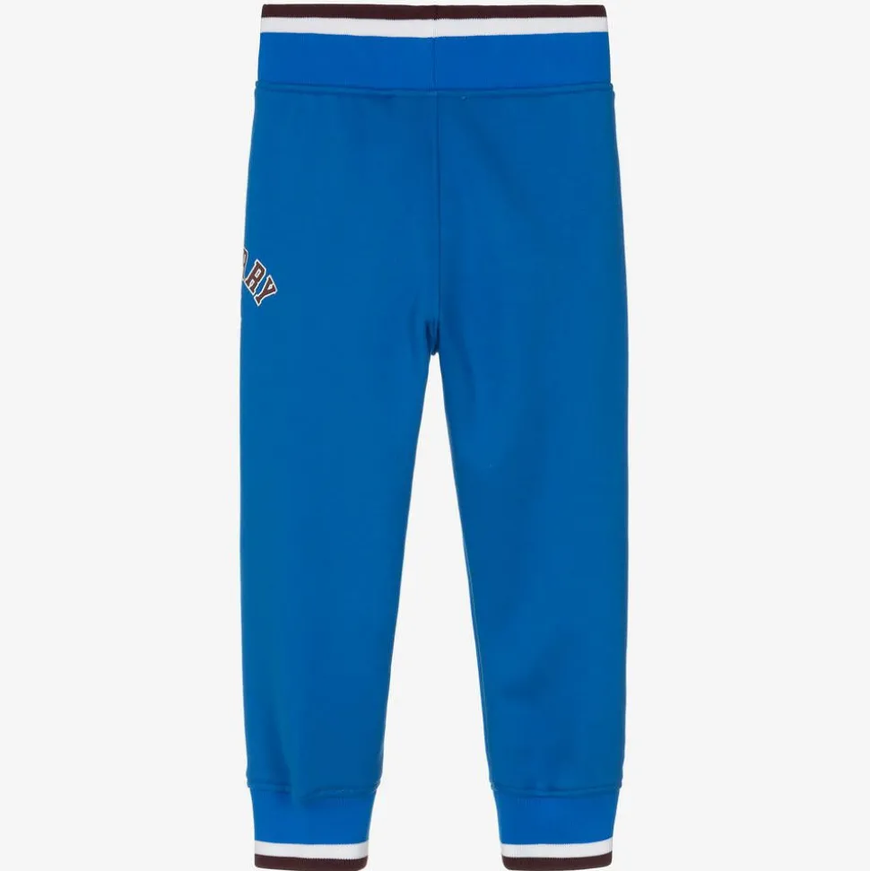 Boys Blue Cotton Varsity Joggers