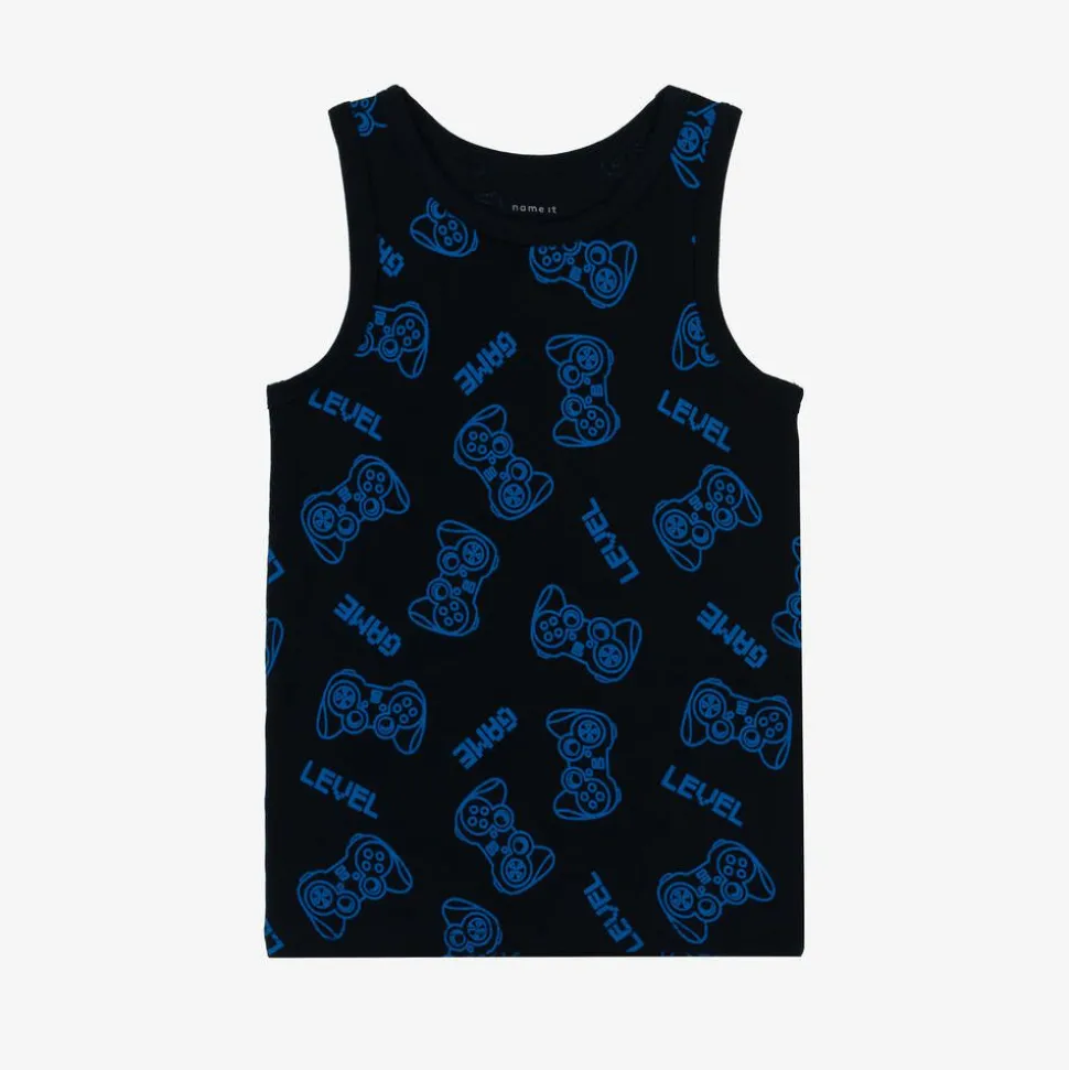 Boys Blue Cotton Vests (2 Pack)