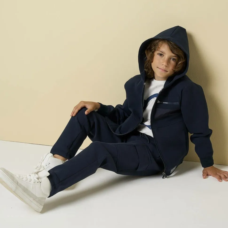 Boys Blue Cotton Zip-Up Hoodie