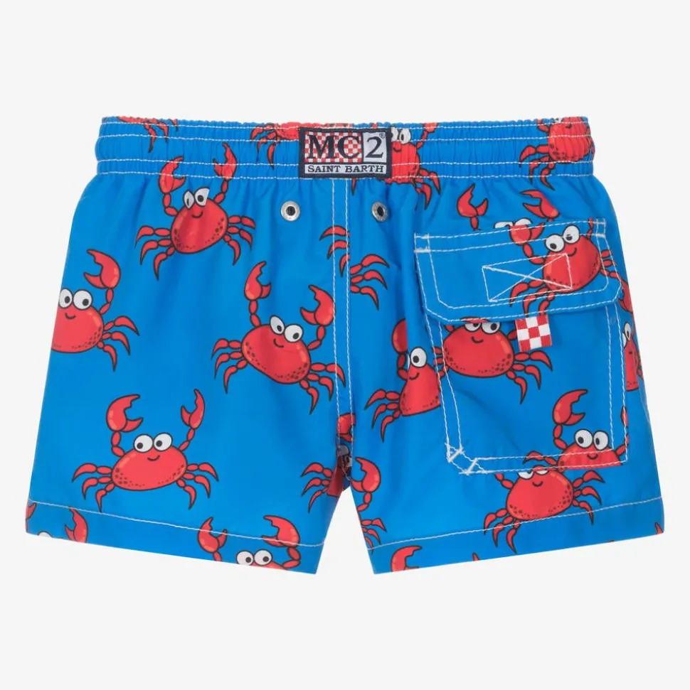 Boys Blue Crab Print Swim Shorts