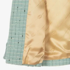 Boys Blue Damier Wool Check Jacket