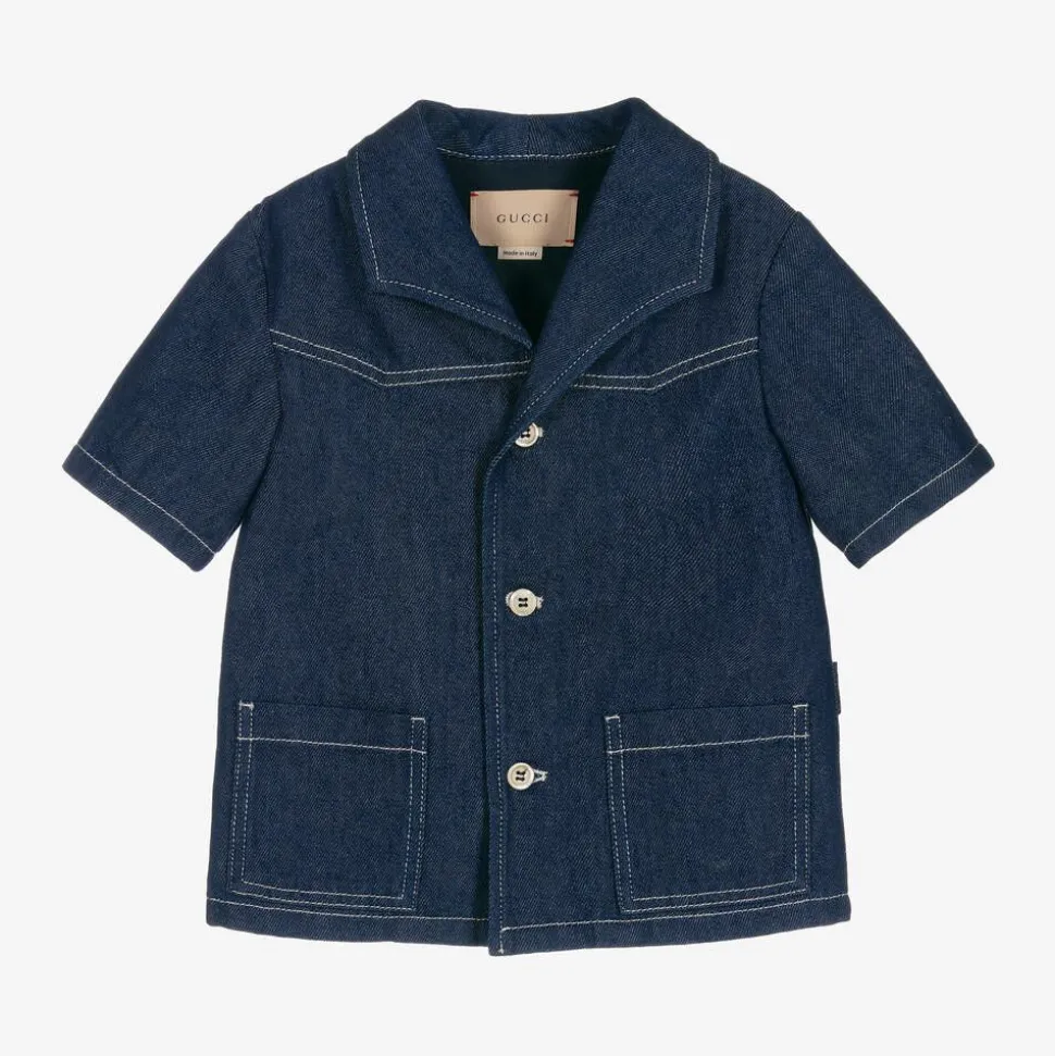 Boys Blue Denim Logo Jacket