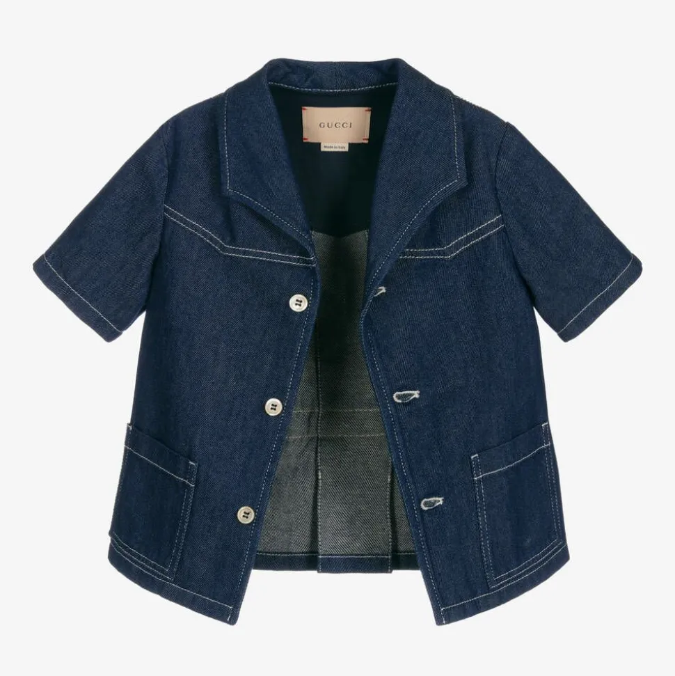 Boys Blue Denim Logo Jacket