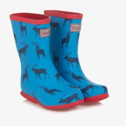 Boys Blue Elk Print Rain Boots