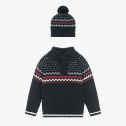 Boys Blue Fair Isle Sweater & Hat Set
