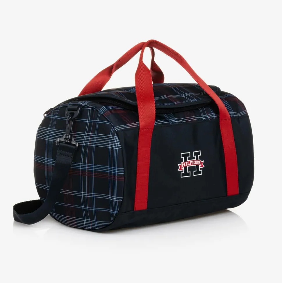 Boys Blue Global Stripe Check Sports Bag