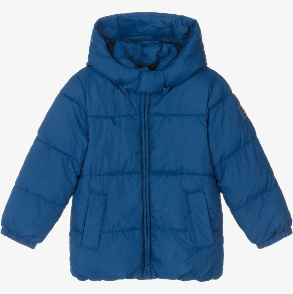 Boys Blue Hooded Puffer Coat