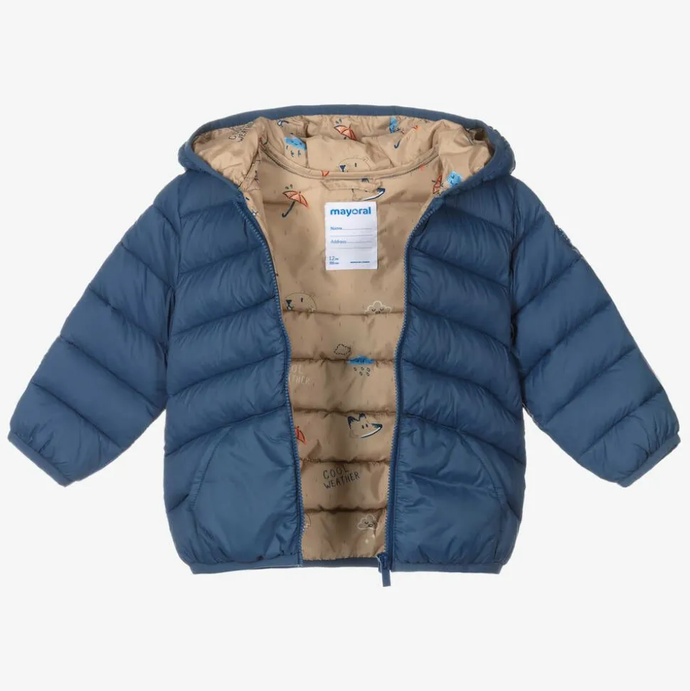 Boys Blue Hooded Puffer Jacket