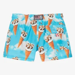 Boys Blue Ice Cream Print Swim Shorts